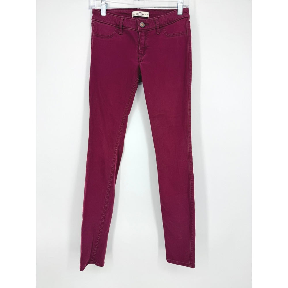 Hollister Womens Low Rise Skinny Jeans Berry Burgundy W25 Size 1